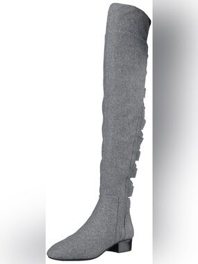 Nine West Ooohaah Gray Wool Over-the-Knee Woven Criss Cross Back Boots EUC SZ 9